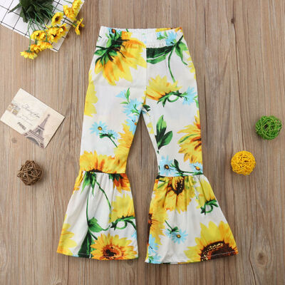 

Lovely Baby Girls Sunflower Loose Leggings Long Leg Pants Bell-Bottoms