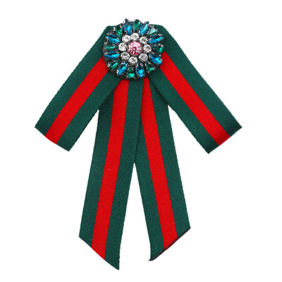 

Beauty Bow Crystal Women Brooches Pins Canvas Fabric Bowknot Tie Necktie Ribbon