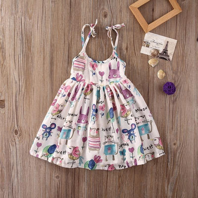 

Cute Toddler Baby Cartoon Graffiti Girl Princess Slip Dress Casual Kid Tutu Dress