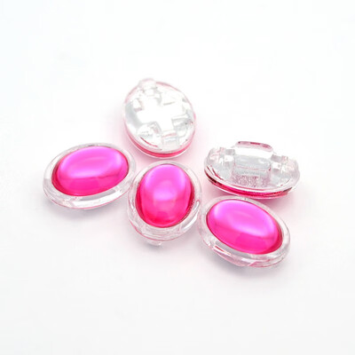 

Sew on Taiwan Acrylic Garment Accessories Oval Fuchsia 13x11x7mm Hole 1mm