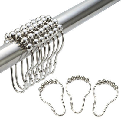 

Hot 12 PcsSet Shower Bath Curtain Rings Hooks Glide Metal Rustproof For Bathroom