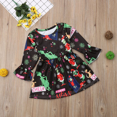 

2020 New Kids Christmas Girls Party Ruffle Long Sleeve Pageant Tutu Dresses Set