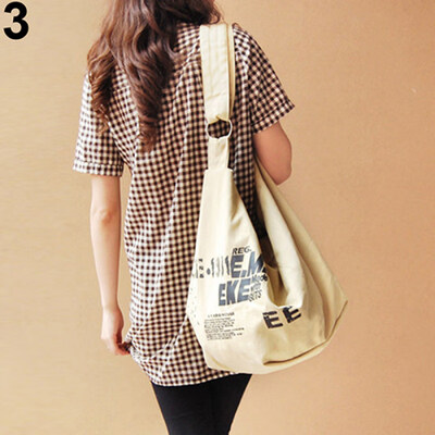 

Women\s Fashion Letter Print Canvas Crossbody Shoulder Bag Handbag Shopping Bag