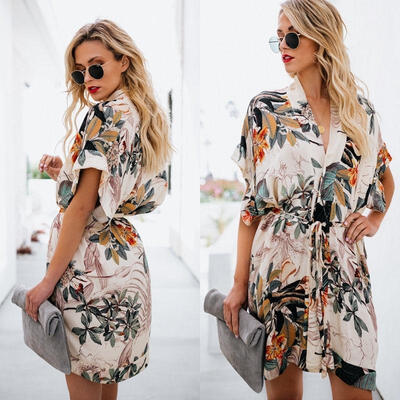 

Summer Women&acutes Bikini Cover Up Side Split Dress Cardigan Kimono Beach Cape Dress