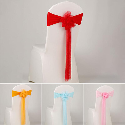 

Chair Sash Bow Elastic Chair Ribbon Back Tie Bands for Wedding Party Ceremony Banquet