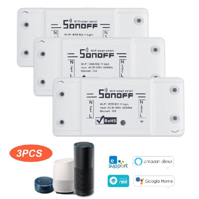 

SONOFF Basic Wifi Switch Works with Alexa for Google Home Timer 10A2200W Wireless Remote Switch for AndroidIOS APP Control for E