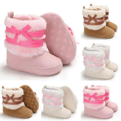 

Newborn Baby Toddler Boy Girl Snow Boots Winter Warm Fur Crib Shoes Prewalker UK