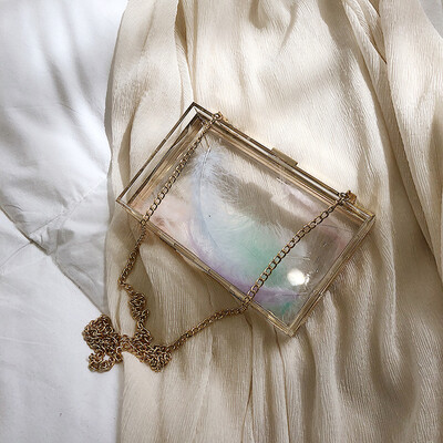 

Advanced sense bag foreign air female bag 2019 new wave fashion transparent jelly bag texture chain shoulder Messenger bag