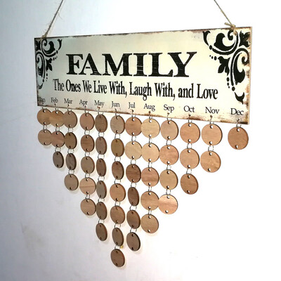 

Gobestart Wood Birthday Reminder Board Birch Ply Plaque Sign Family &Friends DIY Calendar