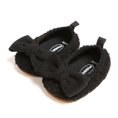 

Baby Shoes Infant Girl Breathable Plush Bowknot Anti-Slip Casual Sneakers Toddler Soft Soled Walking Sweet Shoes