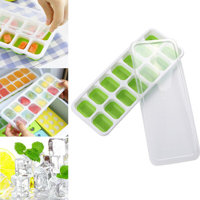 

Gobestart 1 Pc Covered Ice Cube Tray Set With 14 Ice Cubes Molds Flexible Rubber Plastic
