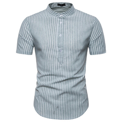 

Toponeto Men Casual Summer Striped Button Short Sleeve Hawaiian T-Shirt Tops Blouses