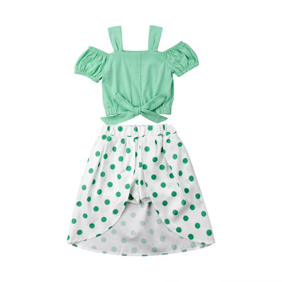 

Summer 2PCS Kids Toddler Baby Girl Clothes Off Shoulder TopsShorts Dress Set US