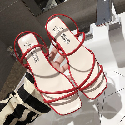 

LadiesSandals Ladies Summer High-heeled Shoes with Big-heeled Strips&Ins Fairy