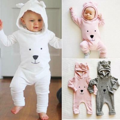 

UK Newborn Baby Boy Girl Hooded Romper Bodysuit Jumpsuit Playsuit Outfit Clothes
