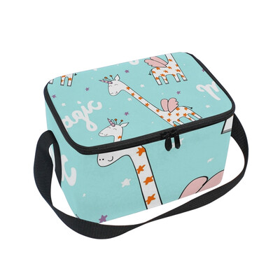 

ALAZA Insulated Lunch Box Happy Giraffe Lunch Bag for Men Women Portable Tote Bag Cooler Bag