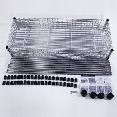 

Commercial 5 Tier Shelf Adjustable Wire Metal Shelving Rack wRolling Chrome