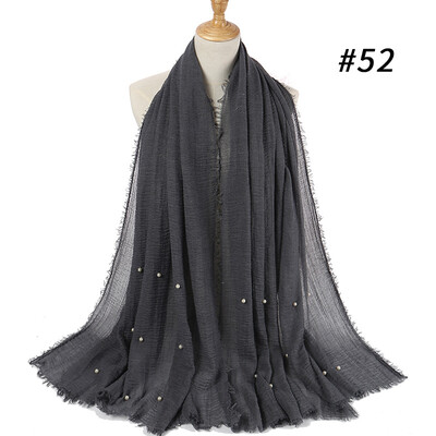 

Cotton&linen crumpled monochrome womens scarf hot two-headed pearl accessories headscarf girls