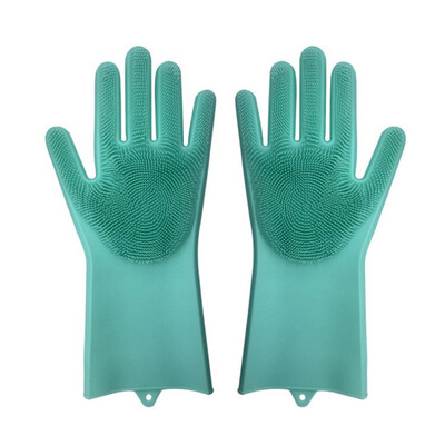 

A Pair Magic Silicone Scrubber Rubber Cleaning Gloves Kitchen Helper