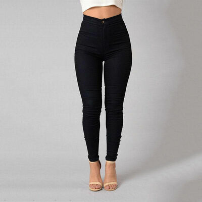 

Pencil Jeans Women Lady Stretch Casual Denim Skinny Pants High Waist Trousers