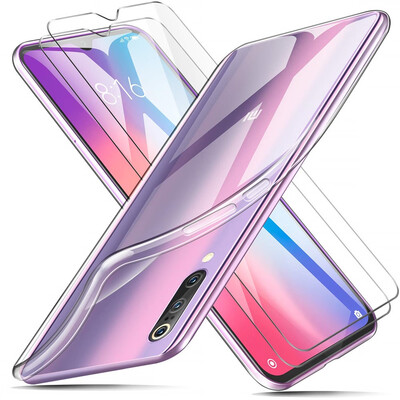 

Glass Screen Protector Soft TPU Cover Case for Xiaomi Mi 9 2pcs