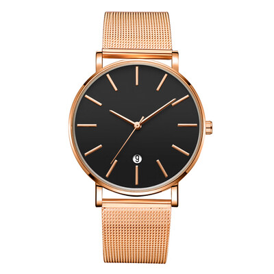

Gobestart Fashion Simple Simple Casual Calendar Business Net With Strap Mens Watch