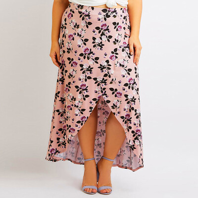 

Roseonmyhand Women High Waist Plus Size Floral Print Waist Slit Long Skirt Sexy Bohe Skirt