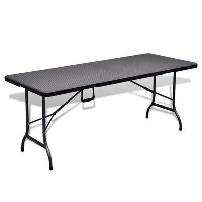 

Foldable Garden Table HDPE Black Imitation Rattan 709