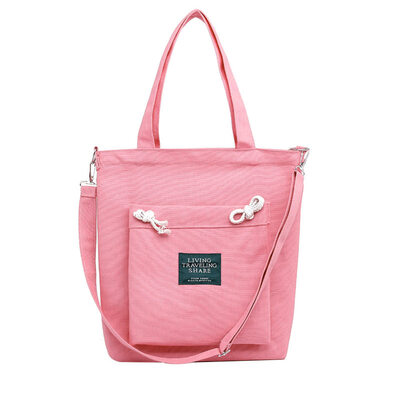 

Fashion Women English Letter Knots Large Capacity Canvas Crossbody Shoulder Bag