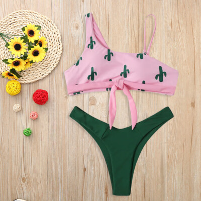 

Roseonmyhand Sexy Women Bikini Set Cactus Print Padded Swimwear Bathing Swimsuit Beachwear