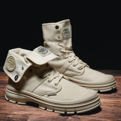 

British casual Martin boots wild breathable wild mens high canvas canvas boots