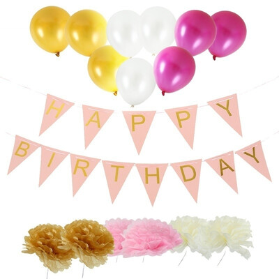 

Happy Birthday Paper Bunting Letter Flags Balloon Kids Birthday Party Decor Banner Photo Booth Props Party Supplies