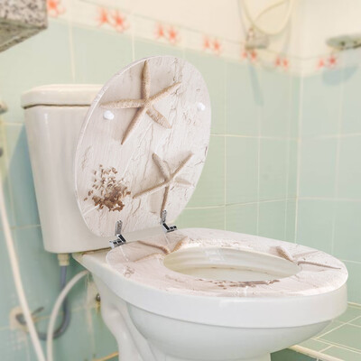 

MDF Round Toilet Seat Lid with Adjustable Hinge Home Bathroom Use Decor Toilet Seat Soft Toilet Seat