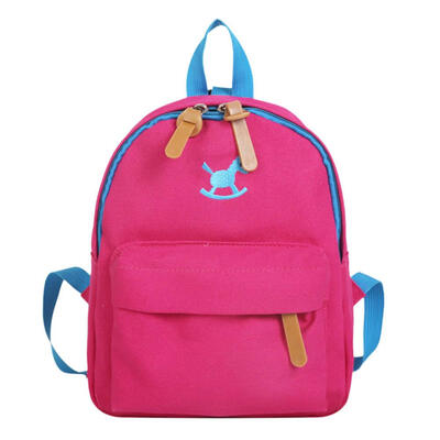 

Cute Kids Boys Girls Wood Horse Printed Backpacks Canvas Small Schoolbags