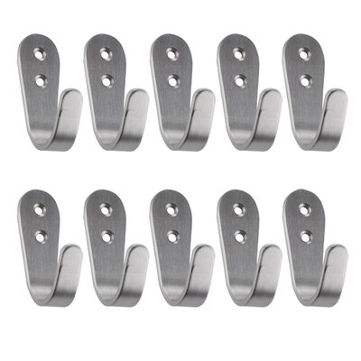 

UpperX Brushed Stainless Steel Coat&Hat Single Hook Heavy Duty Wall Mount 10-Pcs Value Pack