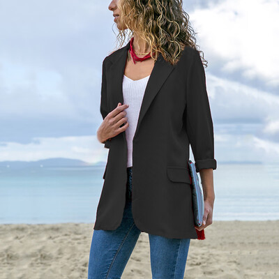 

New Womens Autumn Long Sleeve Jacket Solid Bussiness Tops Coat Commute Blazer