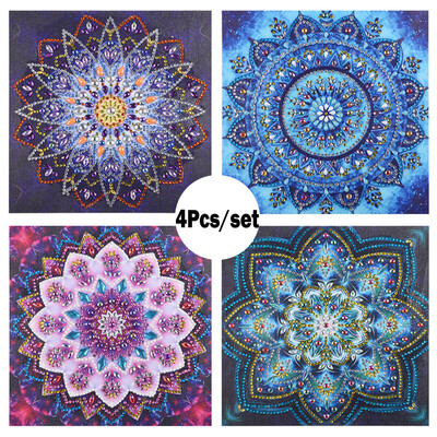 

Siaonvr 4PcsSet Special Shaped Diamond Painting DIY 5D Partial Drill Cross Stitch Kits