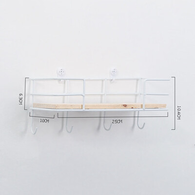 

Wall Decoration Storage Rack Creative Iron Wood Combination Multi-Function Hook Bedroom Storage Rack Without Nail