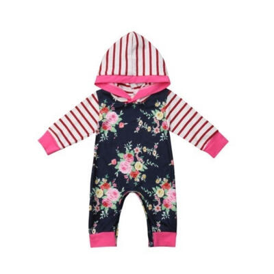 

Newborn Baby Girls Hooded Flower Romper Jumpsuit Outfits Autumn Clothes Playsuit