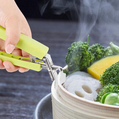 

Greensen 2Pcs Stainless Steel Anti-scald Bowl Clip Dish Plate Clamp Holder Cooking Tool Green