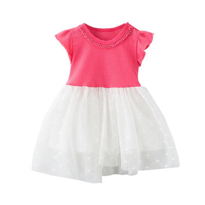 

Baby Girls Dress Kids Splicing Breathable Cup Sleeve Mesh Princess Dresses