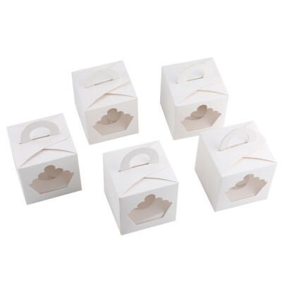 

Greensen 5PCS Delicate Cupcake Box Single Hole Cake Storage Paper Box