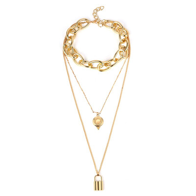 

wave money decoration personality creative exaggeration multi-element vintage multi-layer pearl clavicle Woman necklace