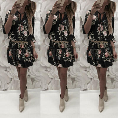 

Womens Maxi Boho Floral Summer Beach Long Slit Evening Cocktail Party Sun Dress