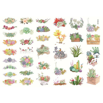 

3 Sheets Succulent Plants Mini Label Sticker Decoration DIY Diary Scrapbooking