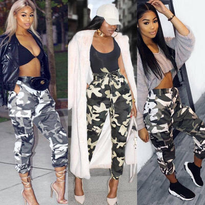 

2018 Womens Camo Cargo Trousers Casual Pants Military Army Combat Camouflage Jeans