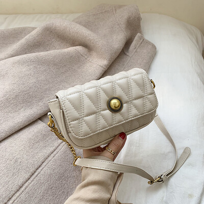 

New wave fashion foreign style embroidery thread Lingge handbags wild single shoulder slung chain mini bag