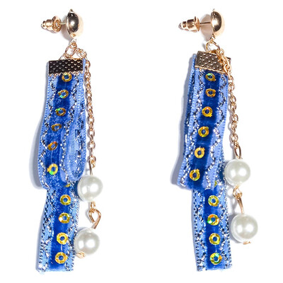 

Elegant Sexy Lace Beads Long Earrings Metal Chain Strip Temperament Earings Fashion Jewelry Korean Lace Long Earrings