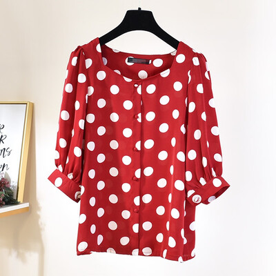 

Starmoon Women Fashion Leisure O-Neck Half Sleeve T-Shirt Tops Wave Point Blouse