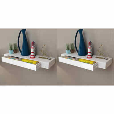 

Floating Wall Shelves with Drawers 2 pcs White 315